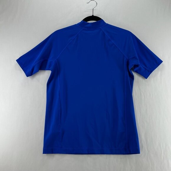 Lands' End Rash Guard Swim Top Youth L Short Sleeve Mock Neck Stretch Royal Blue - Picture 2 of 11